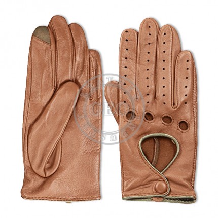 Touch Screen Men Leather Car Driving Gloves